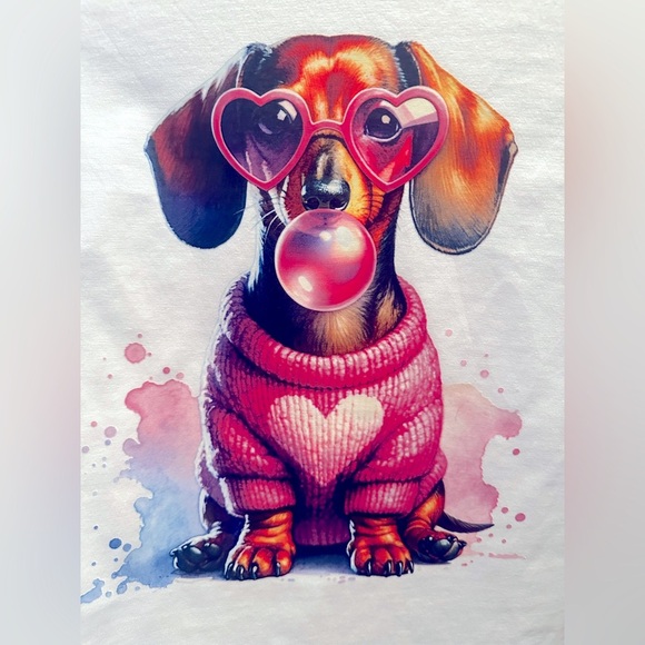 New Cute Dachshund Dog T-Shirt - White - Picture 3 of 3
